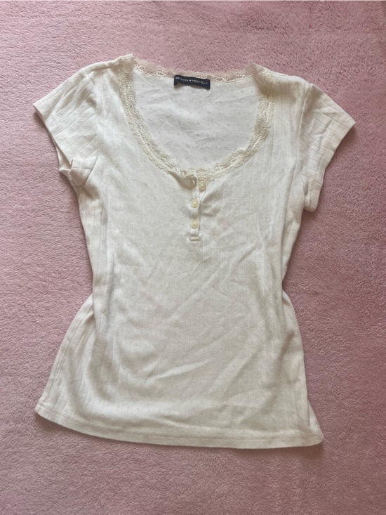 Brandy Melville Tops - Brandy Melville Cream Lace-Trim Knit Camisole